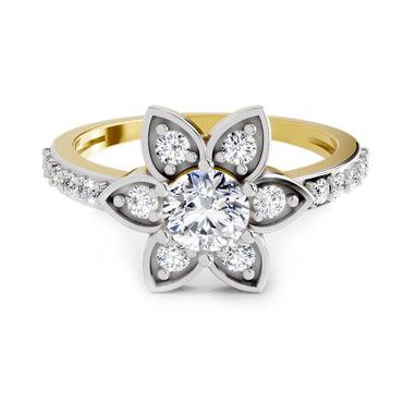 Floral Halo 0.84 Round Shape Diamond | 14K Yellow Gold