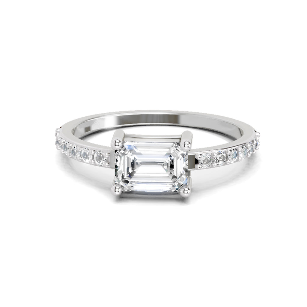 1.18 Ct Emerald Ring | 14K White Gold
