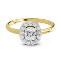 0.70 Cushion Shape Center Diamond Halo Ring | 14K Yellow Gold