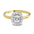 0.70 Cushion Shape Center Diamond Halo Ring | 14K Yellow Gold