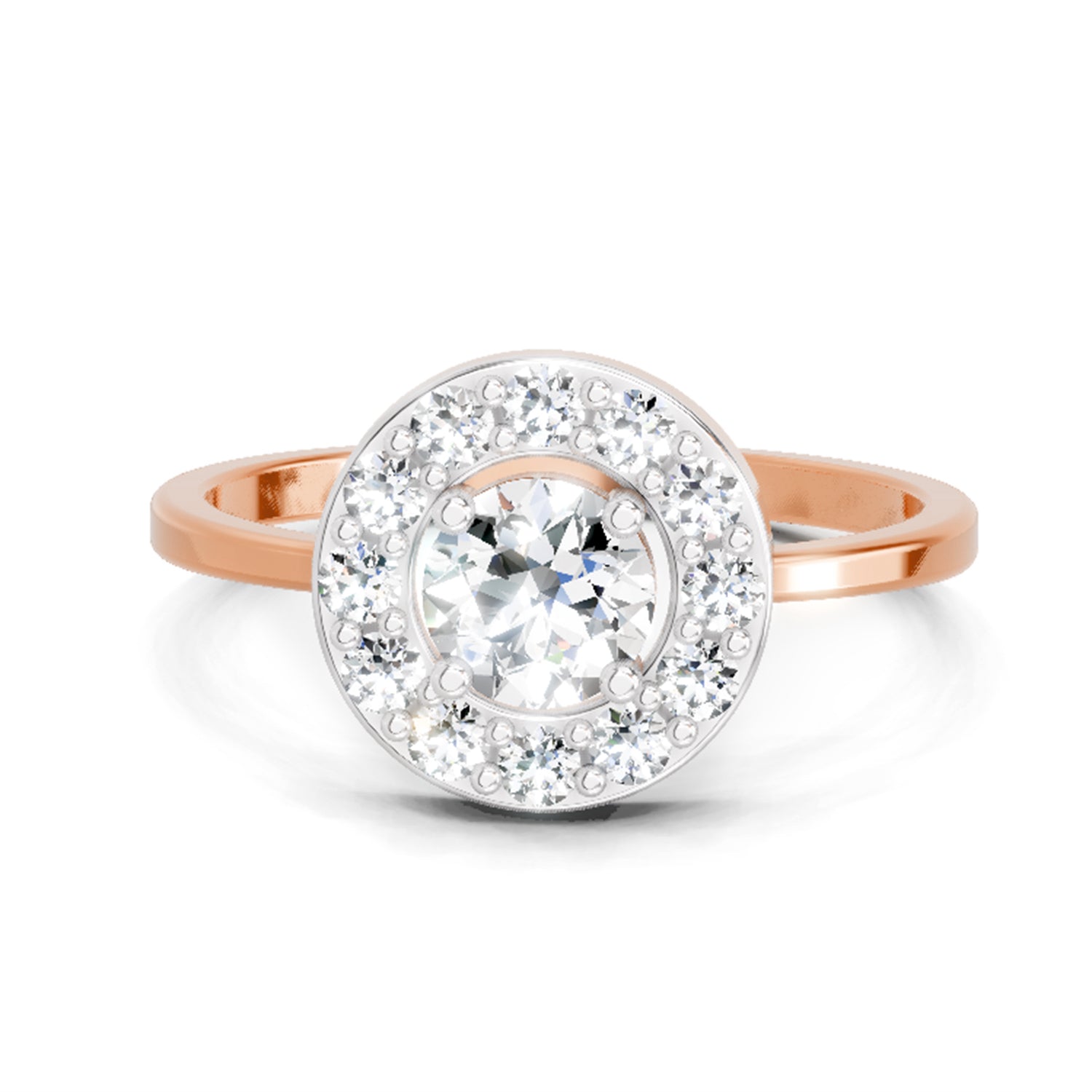 0.85 Ct Round Halo Ring | 14K Rose Gold