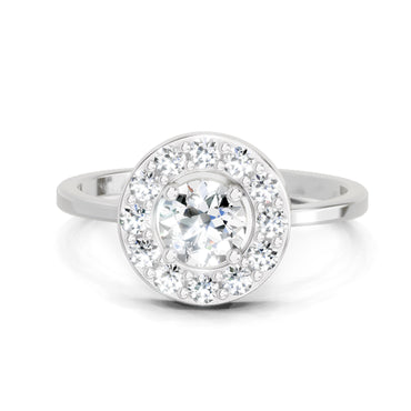 0.85 Ct Round Halo Ring | 14K White Gold