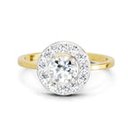 0.85 Ct Round Halo 14K Yellow Gold