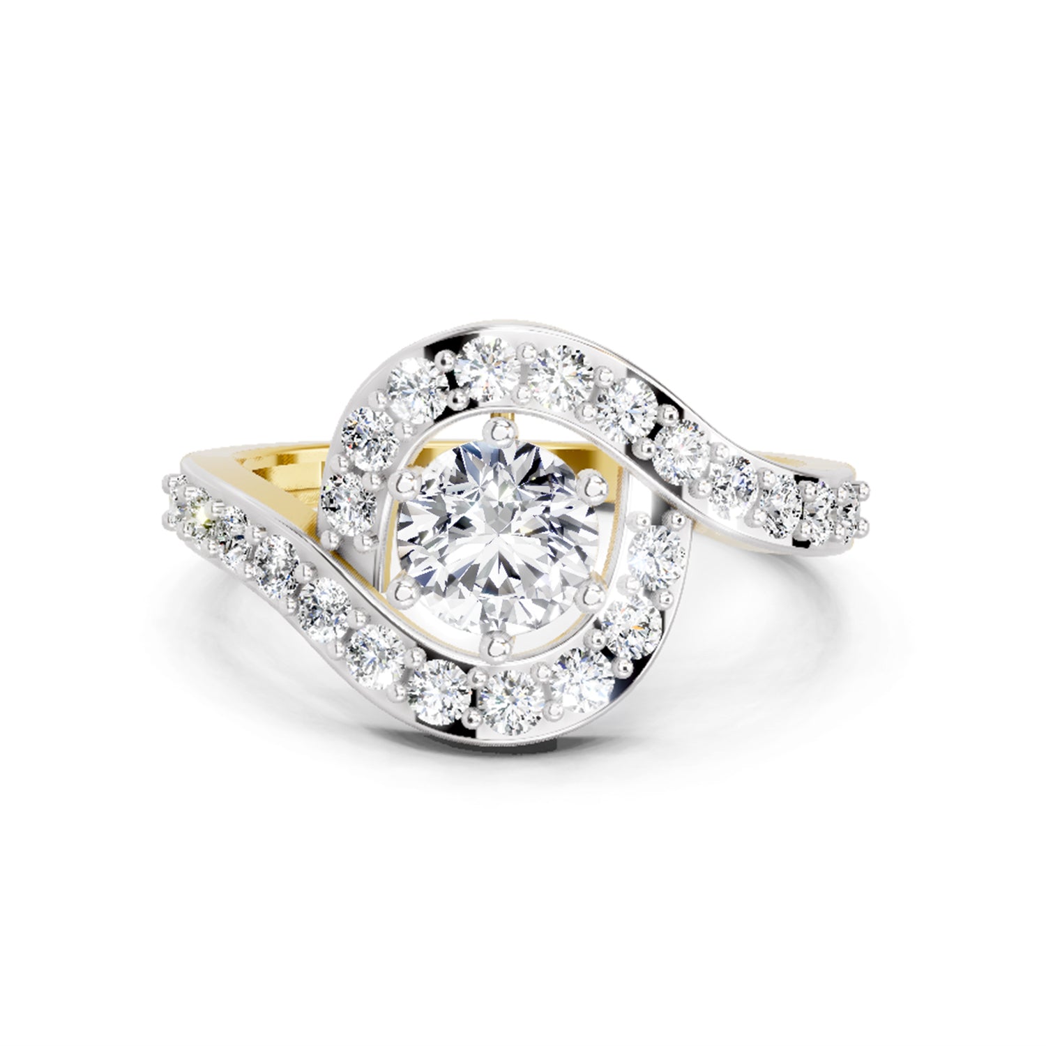 1.29 Ct Round Halo 14K Yellow Gold