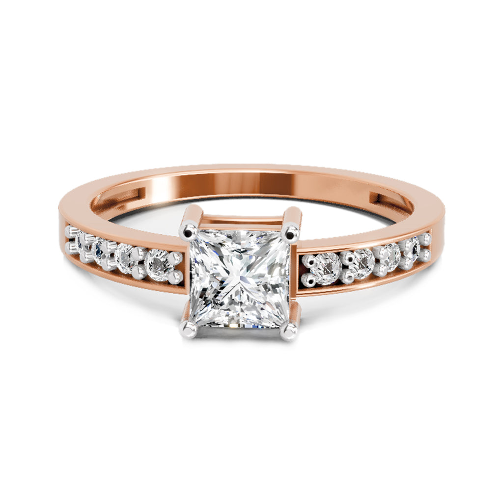 0.94 Ct Princess Solitaire Ring | 14K Rose Gold