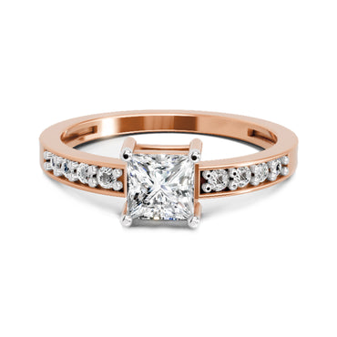 0.94 Ct Princess Solitaire Ring | 14K Rose Gold