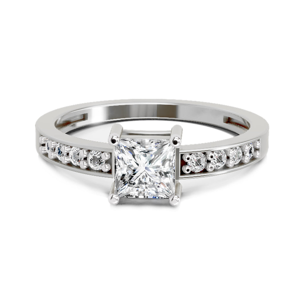 0.94 Ct Princess Solitaire Ring | 14K White Gold