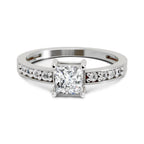 0.94 Ct Princess Solitaire Ring | 14K White Gold