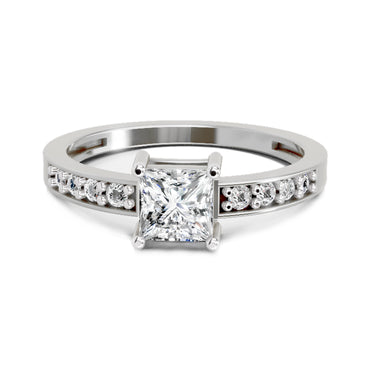 0.94 Ct Princess Solitaire Ring | 14K White Gold