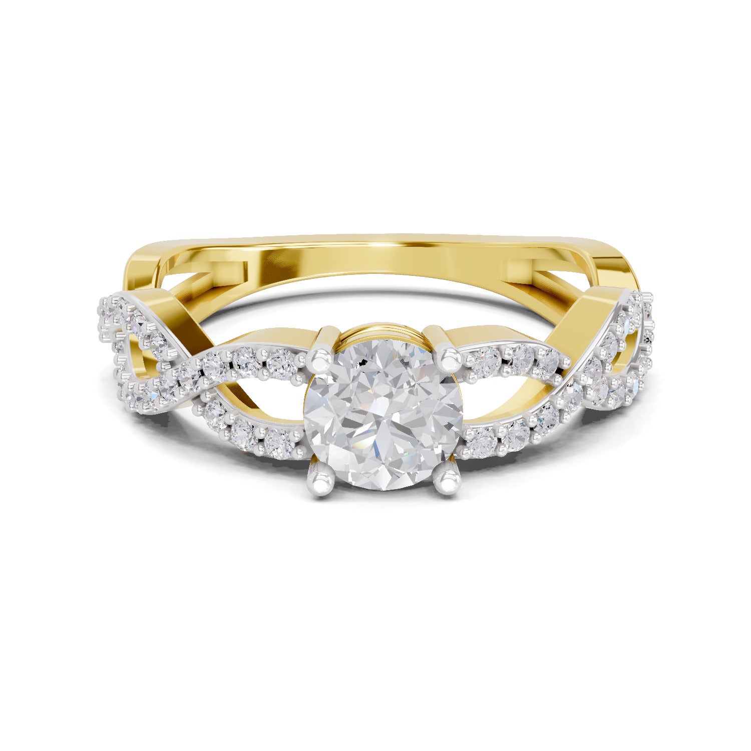 1 Carat Round Shape Diamond | 925 Sterling Silver Gold Plated Infinity Ring