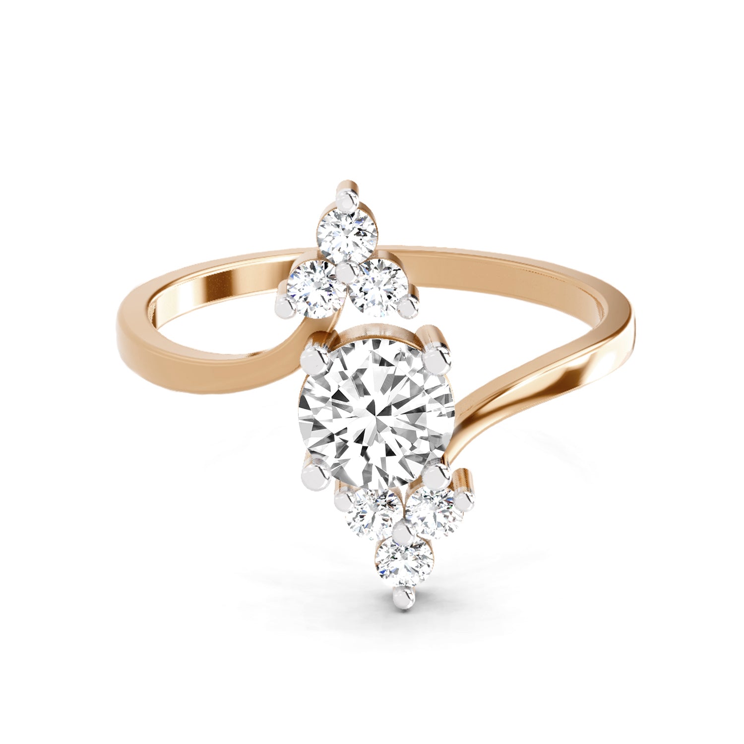 0.71 Round Shape Diamond Swirl Ring | 14K Rose Gold
