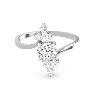 0.71 Round Shape Diamond Swirl Ring | 14K White Gold