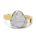 0.46 Carat Round Shape Diamond | 925 Sterling Silver Gold Plated Cluster Ring