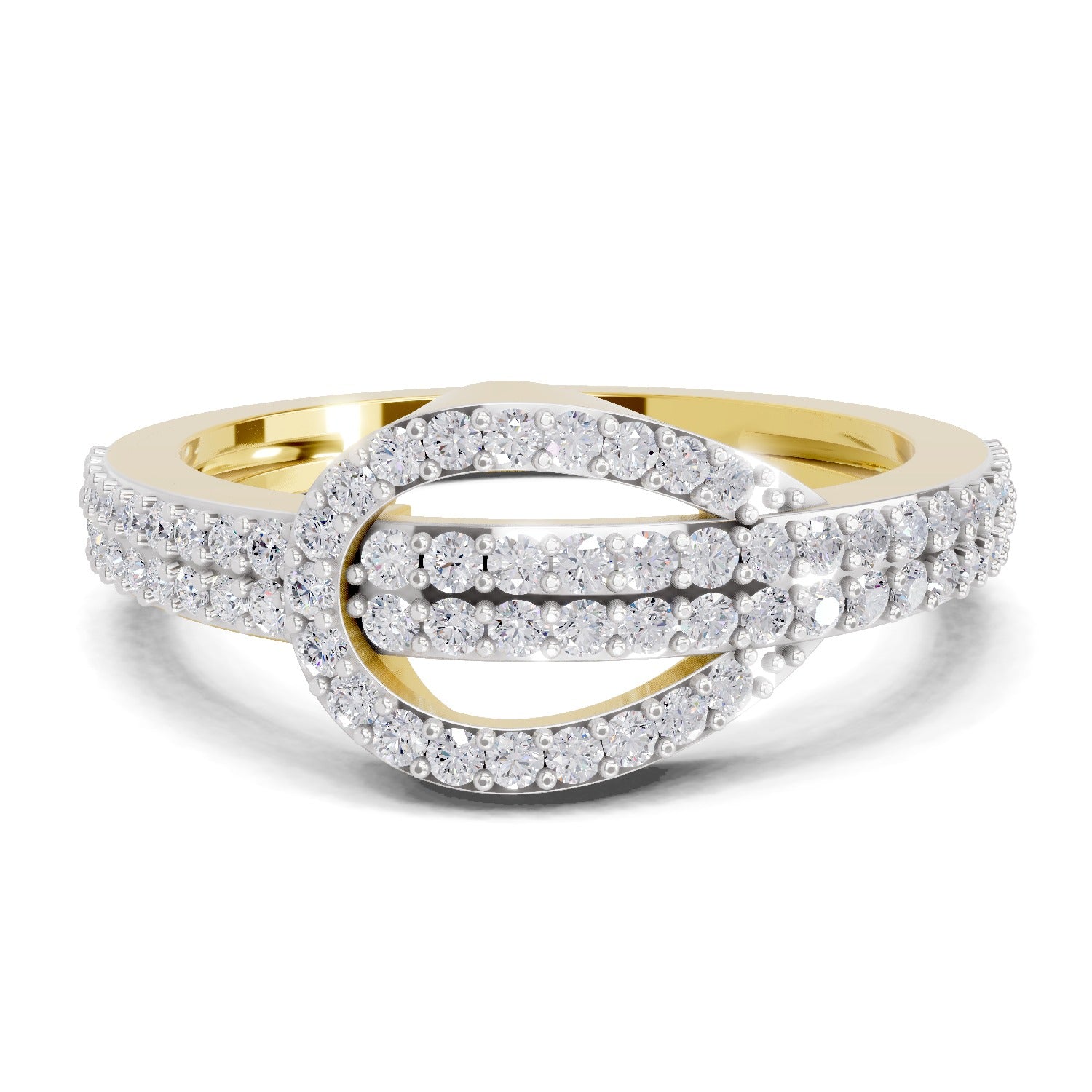 0.5 Carat Round Shape Diamond | 925 Sterling Silver Gold Plated Eterna Loop Ring