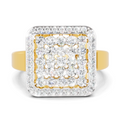 1.26 Carat | 925 Sterling Silver Gold Plated Square Cluster Halo Ring