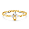 0.05 Carat | 925 Sterling Silver Gold Plated Trinity Twist Ring