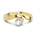 0.32 Ct Round Shape | 925 Sterling Silver Gold Plated Serpentine Solitaire Ring
