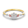 0.16 Carat  | 925 Sterling Silver Gold Plated Engagement Ring