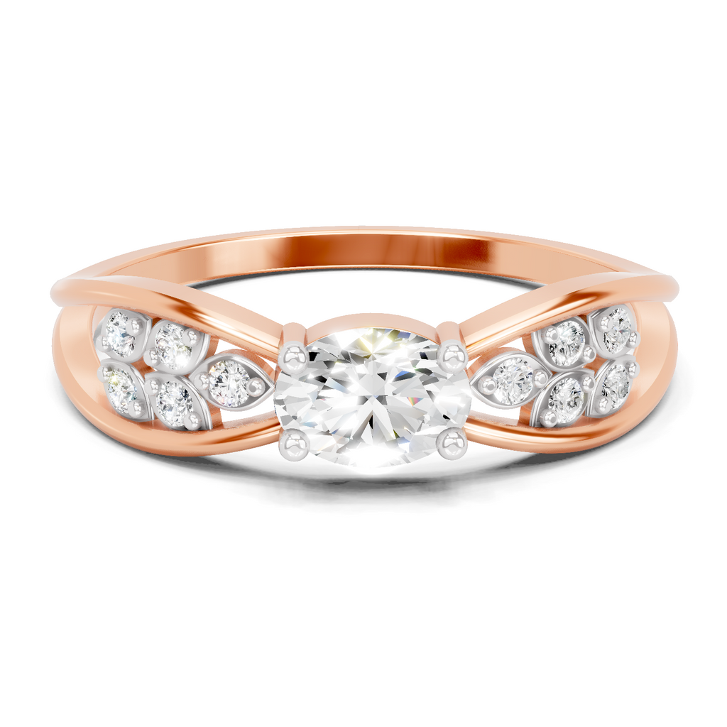 0.45 Carat Oval & Round Shape Diamond Solitaire Ring | 14K Rose Gold