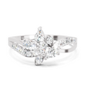 0.47 Carat Round & Pear Shape Diamond Floral Ring | 14K White Gold