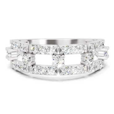 0.46 Carat Round Shape Diamond Bridge Ring | 14K White Gold