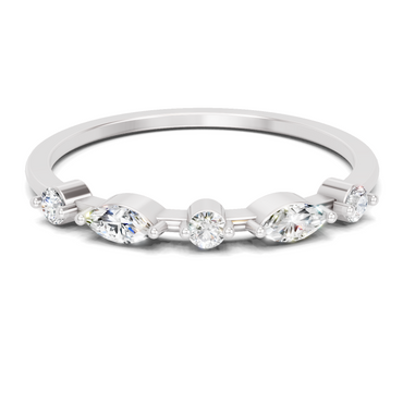0.24 Carat Round & Marquise Shape Diamond Five-Stone Ring | 14K White Gold