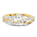 0.58 Carat Pear & Round Shape Diamond Multi-Row Bypass Ring | 14K Yellow Gold