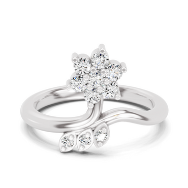 Sparkles Lab Grown Diamond 0.18 Floral Cluster Head Ring| 14K White Gold