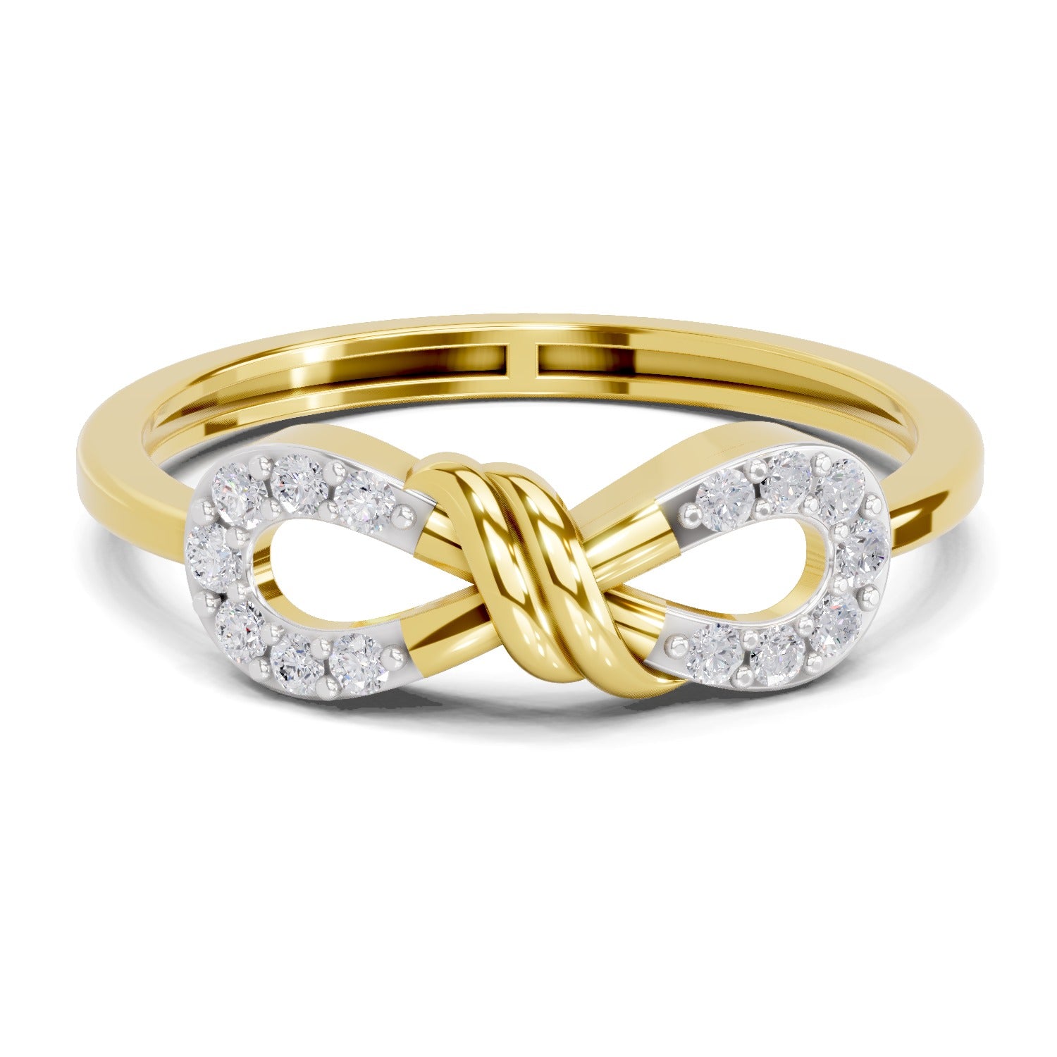 0.16 Ct Round Shape | 925 Sterling Silver Gold Plated Infinity Ring