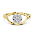 0.15 Ct Round Shape | 925 Sterling Silver Gold Plated Evil Eye Ring