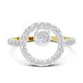 0.58 Ct Round Shape | 925 Sterling Silver Gold Plated Halo Ring
