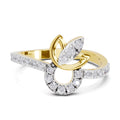 0.32 Ct Round Shape | 925 Sterling Silver Gold Plated Floral Ring