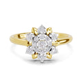 0.25 Ct Round Shape | 925 Sterling Silver Gold Plated Floral Ring
