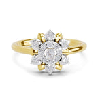 0.25 Ct Round Shape | 925 Sterling Silver Gold Plated Floral Ring