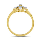 0.25 Ct Round Shape | 925 Sterling Silver Gold Plated Floral Ring