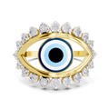0.36 Carat  | 925 Sterling Silver Gold Plated Evil Eye Ring
