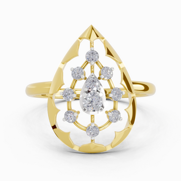 Sparkles Lab Grown Diamond 0.23 Floral Bypass Ring| 14K Yellow Gold