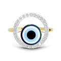 0.2 Carat  | 925 Sterling Silver Gold Plated Evil Eye Ring