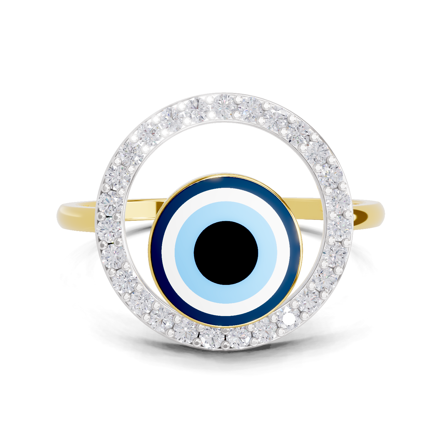 0.2 Carat  | 925 Sterling Silver Gold Plated Evil Eye Ring