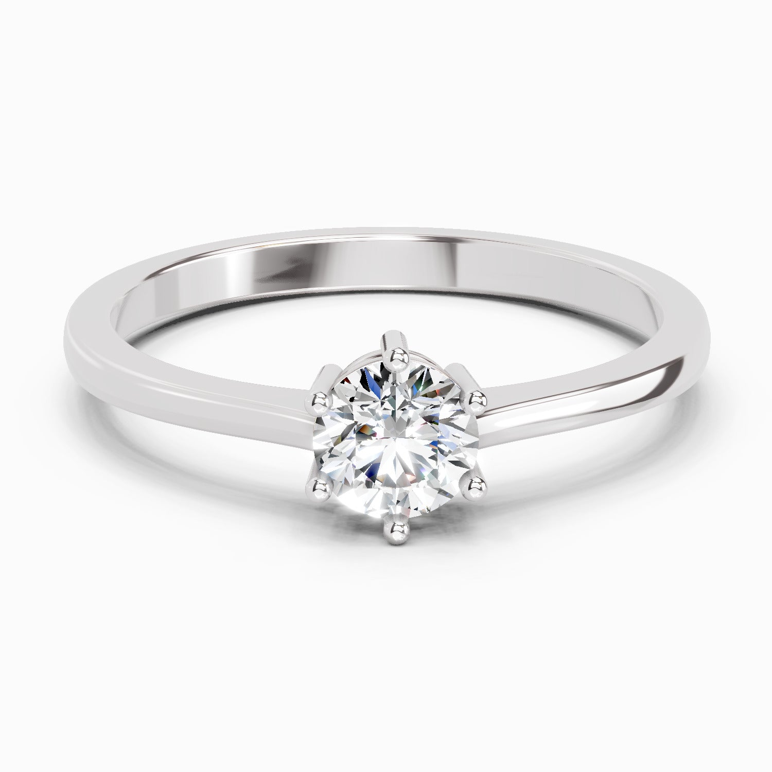0.5 Ct Round Solitaire Ring | 14K White Gold