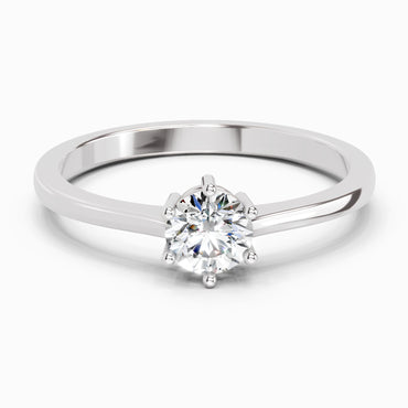0.5 Ct Round Solitaire Ring | 14K White Gold