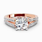 1.19 Ct Round Halo Split Shank Diamond Ring | 14K Rose Gold