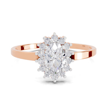 0.57 Carat Halo Oval Engagement Ring | 14K Rose Gold