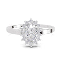 0.57 Carat Halo Oval Engagement Ring | 14K White Gold