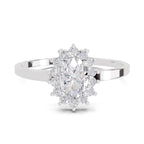 0.57 Carat Halo Oval Engagement Ring | 14K White Gold