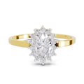 0.57 Carat Halo Oval Engagement Ring | 14K Yellow Gold