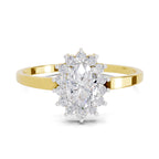 0.57 Carat Halo Oval Engagement Ring | 14K Yellow Gold