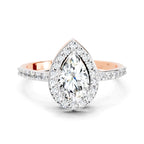 1.22 Ct Pear Halo Diamond Engagement Ring | 14K Rose Gold
