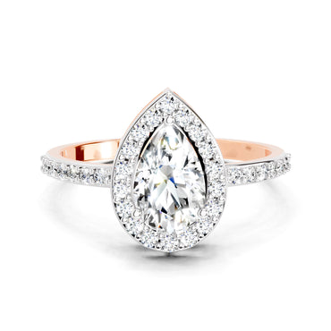 1.22 Ct Pear Halo Diamond Engagement Ring | 14K Rose Gold