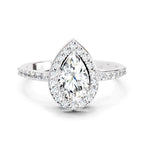 1.22 Ct Pear Halo Diamond Engagement Ring | 14K White Gold